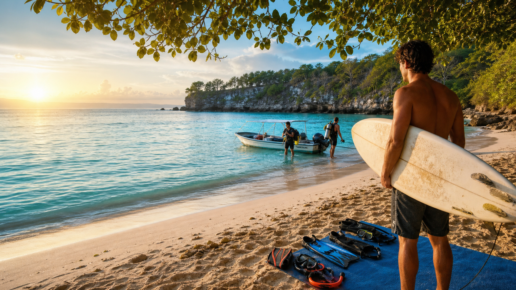 Panduan snorkeling Indonesia - perlengkapan snorkeling di pantai tropis bersama Ombak700